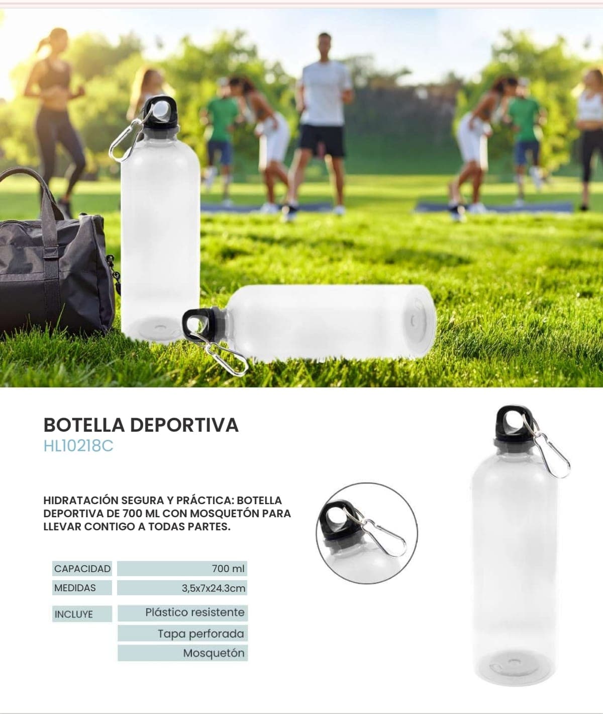 Botella Aluminio con Mosqueton